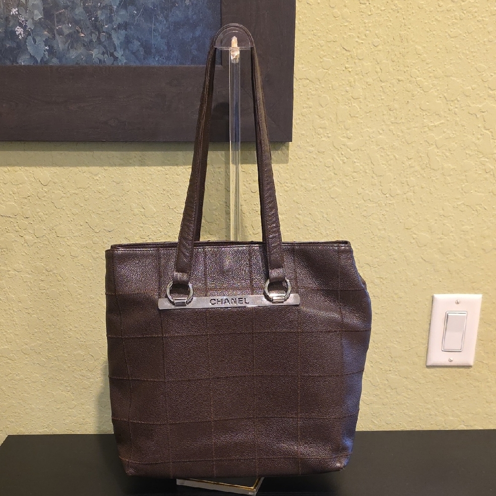 Chanel Chocolate Bar Tote – Brown Caviar Leather – Silver Hardware